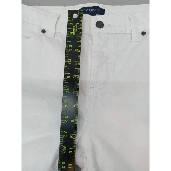 Talbots Women's White Straight Leg Denim Jeans Size 8 Cotton Stretch Mid Rise - Picture 6 of 9